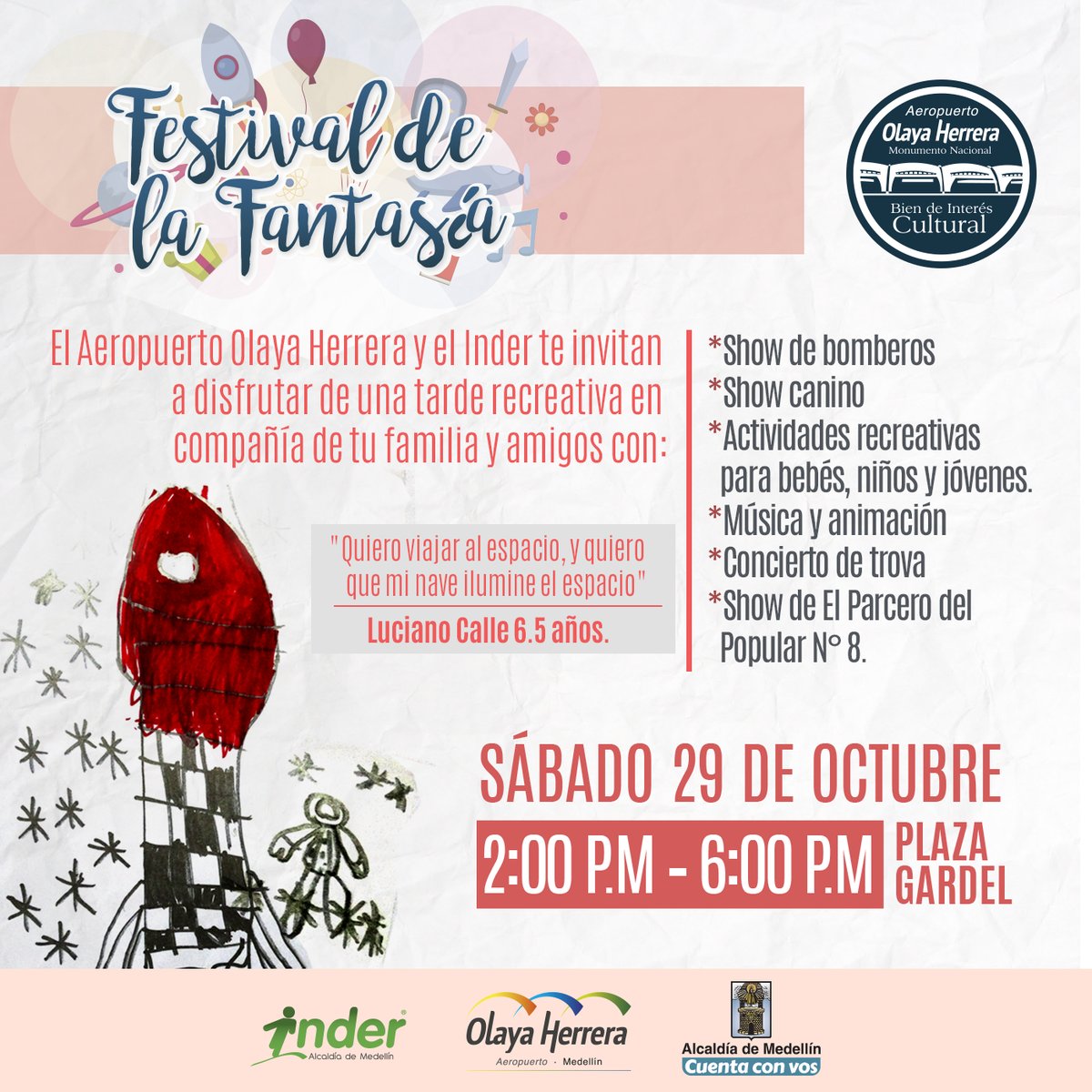 Los niños de Medellín serán los invitados al Festival de la Fantasía en el Olaya Herrera este sábado 29 de octubre
